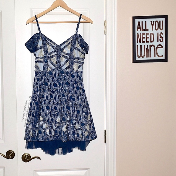 Free People Dresses & Skirts - FREE PEOPLE Party Dress Intricate Draped Mini Gown